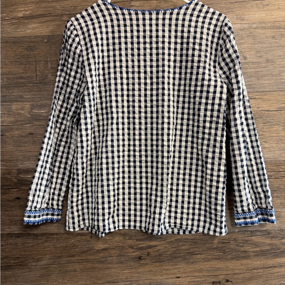 J. Crew Blue and White Checkered Blouse - Picture 9 of 9